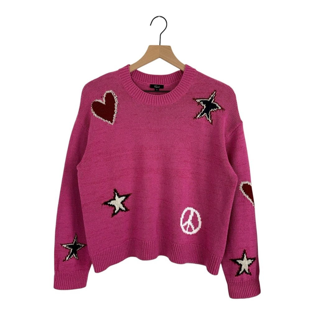 RAILS Zoey Metallic Graphic Sweater Pink Multi Size Medium